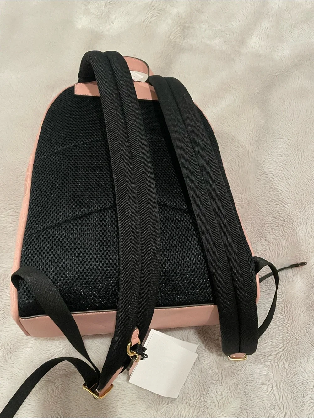 Authentic Coach Pink Signature Mini Backpack with Gold-Tone Accents